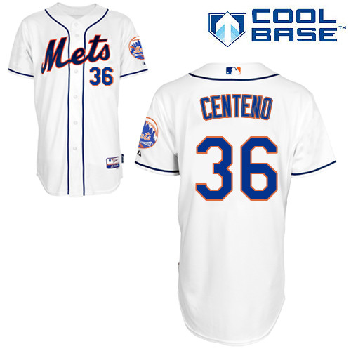 Juan Centeno #36 MLB Jersey-New York Mets Men's Authentic Alternate 2 White Cool Base Baseball Jersey